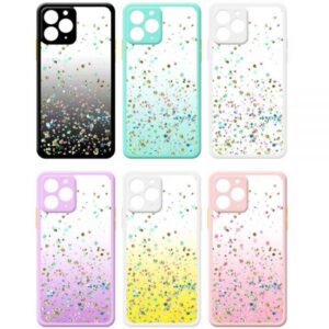 SOFT CLEAR COVER CASEWITH GLITTER ANDCOLOURED EDGES -Compatible with : APPLE iPhone11 Pro (5.8″)