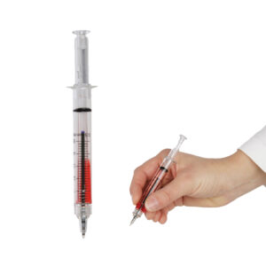 Syringe Pen with red liquid, ca. 13 cm, plastic, 36/display