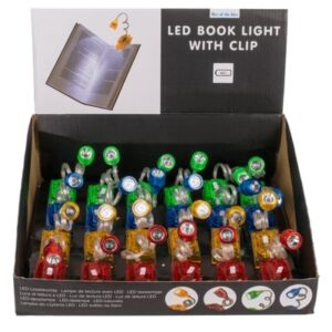 Reading lamp with LED (incl. batteries)  ca. 4 cm, plastic, 4 colours ass., 24 pcs. per display