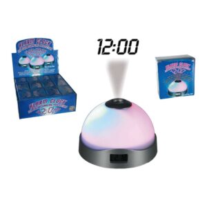 Alarm Clock with digital clock, 3 colourchanging LED & projection, ca. 10 cm, plastic, for 3 micro batteries (AAA) 12 pcs. per display
