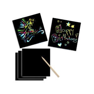 Scratch Sheet, Colourful,  8, 5 x 8, 5 cm, 24pcs. with plastic pen in polybag with headercard, 24 pcs