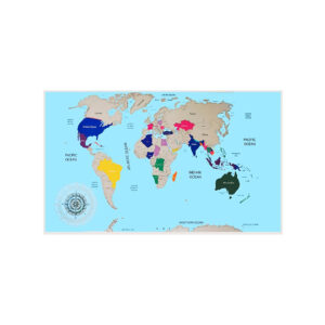 World map for scratching, ca. 88 x 52 cm, in gift box
