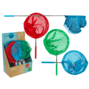 Extendable Hand Net with rubber handle, ca. 86 cm, 3 colours ass., 15 pcs. per display