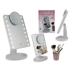 Cosmetic mirror 16 LED & magnifier mirror, 28 x 20 cm, plastic, for 4(AA), in gift box