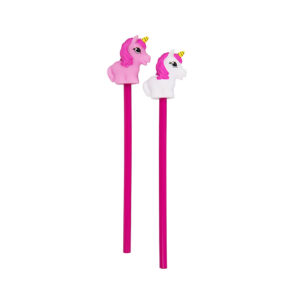 Pencil with topper, Unicorn, plastic, 2 ass., 24 pcs. per PVC tube