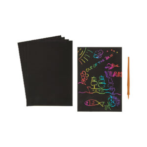 Scratch Sheet, Colourful, ca. 21 x 14, 5 cm, 5 pcs. with plastic pen, in polybag with header card