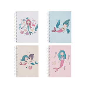 Spiral bound book, Mermaid, with 80 pages ruled, A6 format