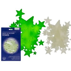 Stars, glow in the dark, 50 pcs set on blister card