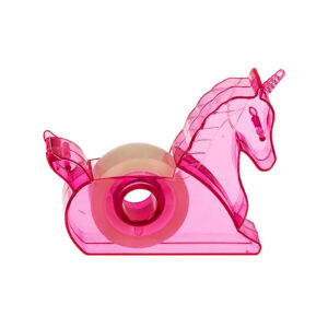 Unicorn tape dispenser with adhesive tape, plastic, in plastic box