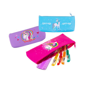 Plastic Pouch with Zipper, Unicorn, approx. 21 x 9, 5 cm, 3 ass., in Polybag with Headercard
