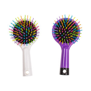 Hair brush, Rainbow Colours, with mirror, ca. 15 cm