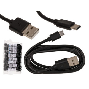 Black USB cable, Typ Micro USB. 1 m.