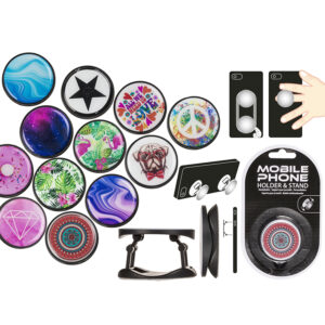 Plastic mobile phone holder, ca. 4 cm, 16 ass., on blistercard