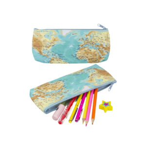 Plastic pouch, worldmap, with zipper,  21 x 9,5 cm