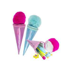 Pencil case with plush pom bom, Fancy Ice Cream, ca. 19 cm