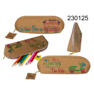 Pouch with Zipper, approx. 23,5 x 9 cm, kraft paper, 2 ass.