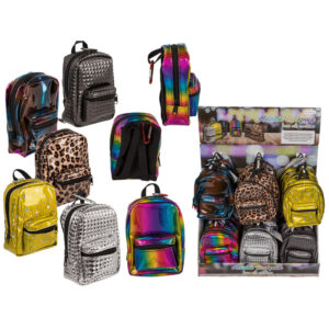 Purse, Metallic Backpack, with zipper & carabiner