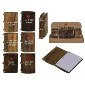 Wooden note book, Heart, ca. 7 x 5 cm