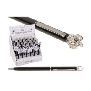 Metal pen with metal crown & Swarovski stone, 24 pcs. per display