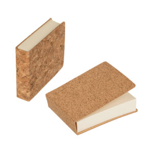 Cork notepad, with 160 sheets, ca. 6, 5 x 8, 5 cm, 2 ass.