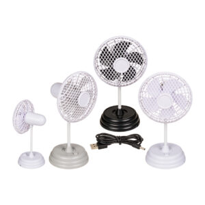 Desktop fan, ca. 25, 5 cm, plastic, 3 colours ass., for 3 mignon batteries (AA)