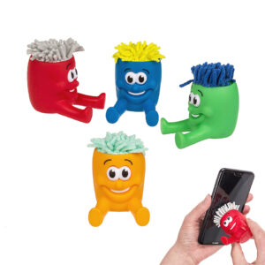 Mobile phone holder, stress man with screen cleaner, ca. 5 cm