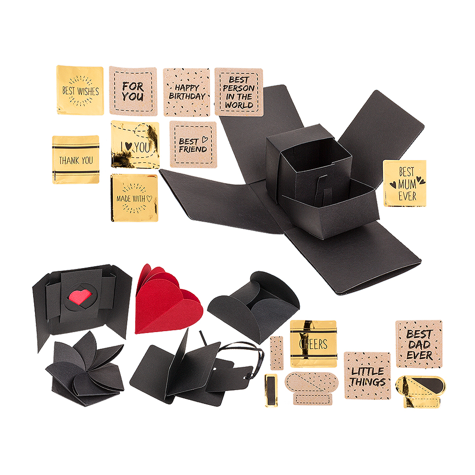 Photo Surprise Box, Scrapbook, ca. 12 x 11 cm, Cardboard