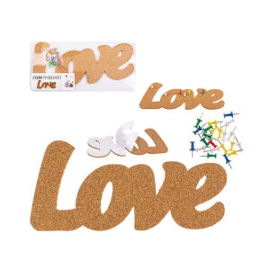 Pinboard, Love, cork, with 20 pins, aprox. 29 x 13 cm