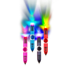 Pen, Gyro Spinner with LED, (incl. battery) ca. 9 cm, 4 colour ass., plastic, 24 pcs. per display