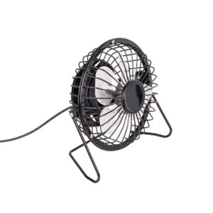 Metal desktop fan, black, ca. 14,5 x 15 cm, with USB cable