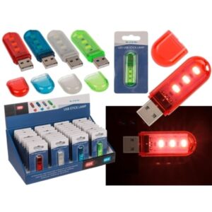 3 LED USB  lamp, 6 cm, 4 colours ass., on blister card, 36 pcs. per display