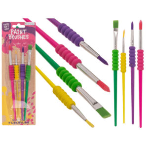 Paint Brushes, Super soft grip, wood and EVA, set of 4 in blistercard