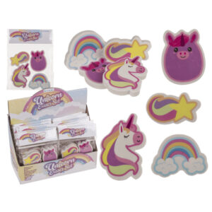 Eraser, Unicorn, approx. 5 cm, set of 4 on headercard, 24 pcs. per display