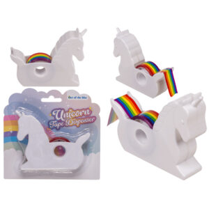 Unicorn Tape Dispenser, with Rainbow tape, approx. 10 x 9 cm, plastic, on blistercard