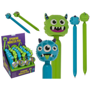 Pen, Monster, with spinning topper, approx. 16,4 cm, 2 ass., 36 pcs. per display