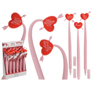 Pen, Heart, approx. 23 cm, 3 ass., 24 pcs. per display