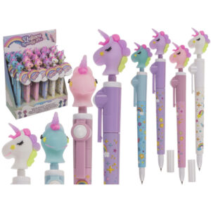 Pen, Spinning Unicorn, approx. 19 cm, 4 colours ass., 24 pcs. per display