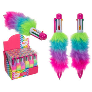 Pen, Plush Rainbow with 6 coloured cartridges, ca. 14 cm, in plastic box, 24 pcs. per display