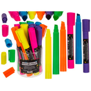 Jumbo highlighter, Neon, 19,5 cm, 6 colours ass., 12 pcs. in PET-Drum
