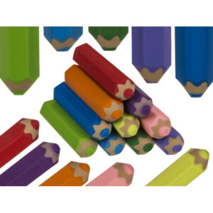 Eraser, Pencil shape, 6,6 cm, 10 colours ass., 40 pcs. per display