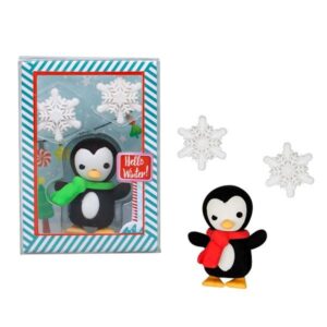Eraser Penguin & Snowflake set of 3 pcs, 2 dessigns