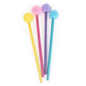 Glitter Pencil With Pompom Topper