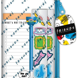 Friends stationery set Includes notebook, pen, sticker sheet and notepad