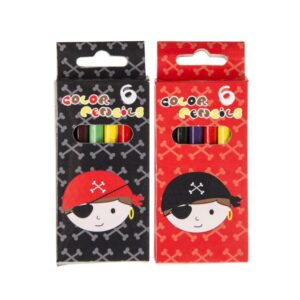 COL PENCILS 6PCS SHORT PIRATE  9X4.5X1CM
