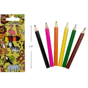 COL PENCILS 6PCS SHORT WILD ANIMALS PCS 9X4.5X1CM