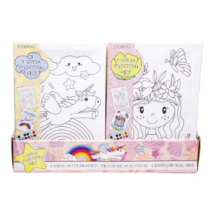 CANVAS PAINTING SET FOR GIRLS BOX 24 PCS 18X25CM – PAINT 2.7CM DIA