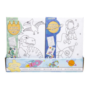 CANVAS PAINTING SET FOR BOYS BOX 24 PCS 18X25CM – PAINT 2.7CM DIA