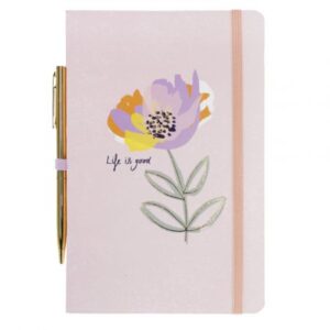 NOTEBOOK WITH BALL PEN PINK FLOWER A5