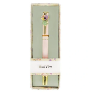 METAL BALL PEN PINK FLOWER