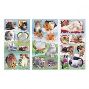 STICKERS WITH SILVER TRIM 6,6X18CM CATS